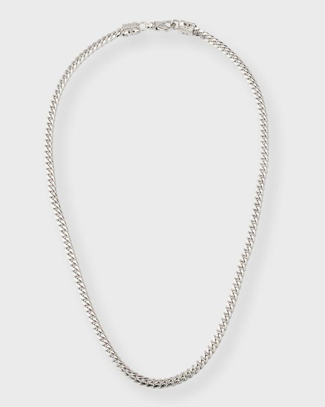 Men's Sterling Silver Thin Cuban Chain Necklace Product Image