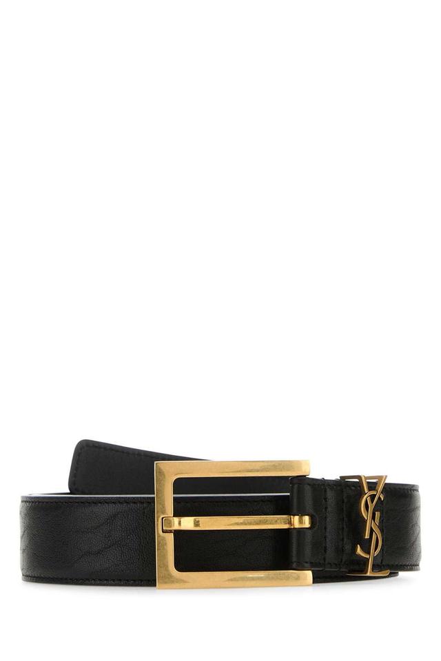 SAINT LAURENT Black Cassandre Belt In Nero Product Image