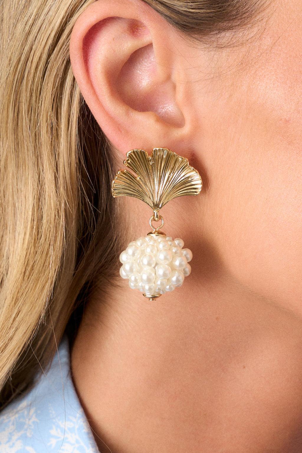 Thank Heavens Gold & Ivory Pearl Drop Earrings Product Image