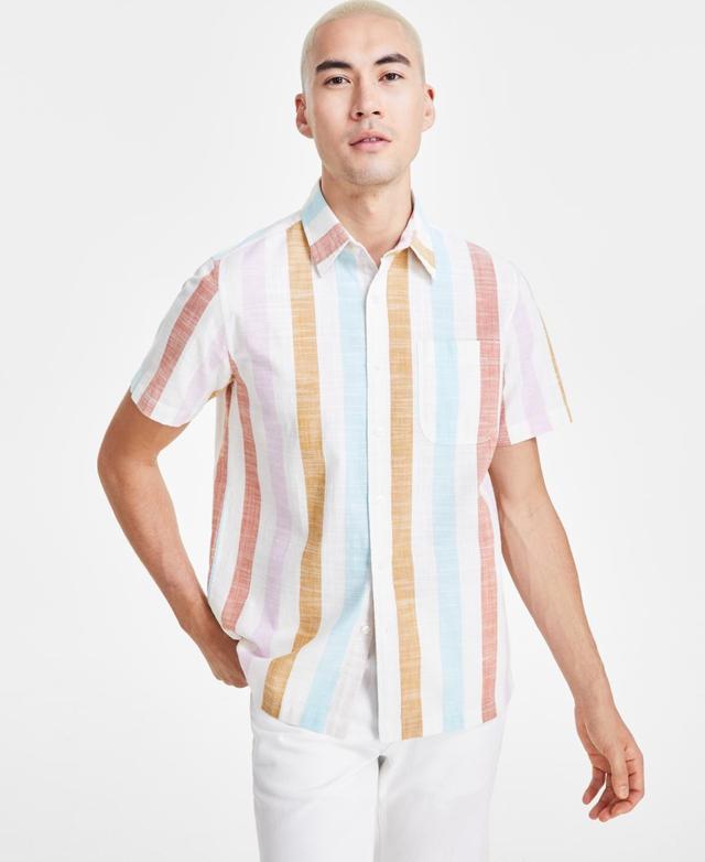 Men's Short Sleeve Button-Front Striped Shirt, Created for Macy's Product Image