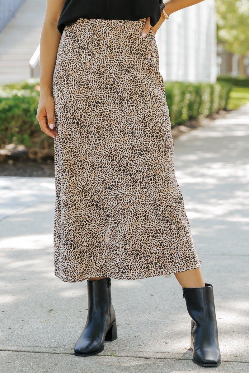 Brown Leopard Print Midi Skirt Female Product Image