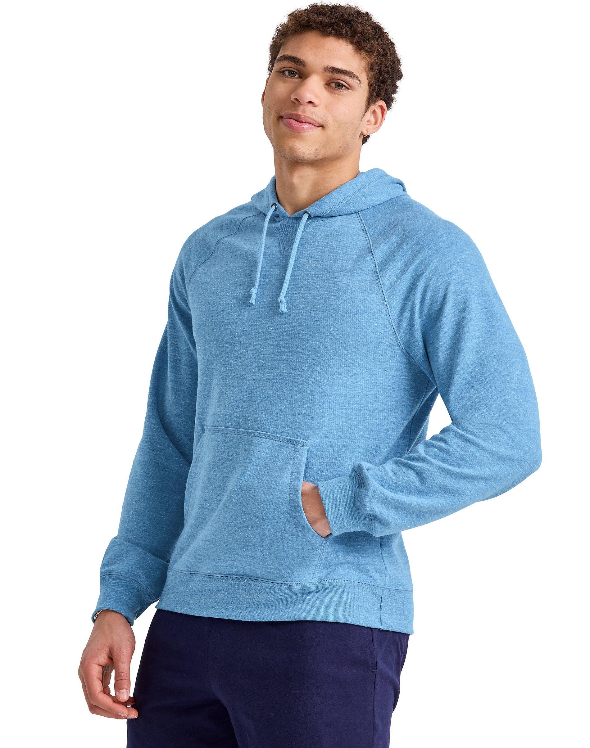 Hanes Originals Mens French Terry Hoodie Blue Jay Heather S Product Image