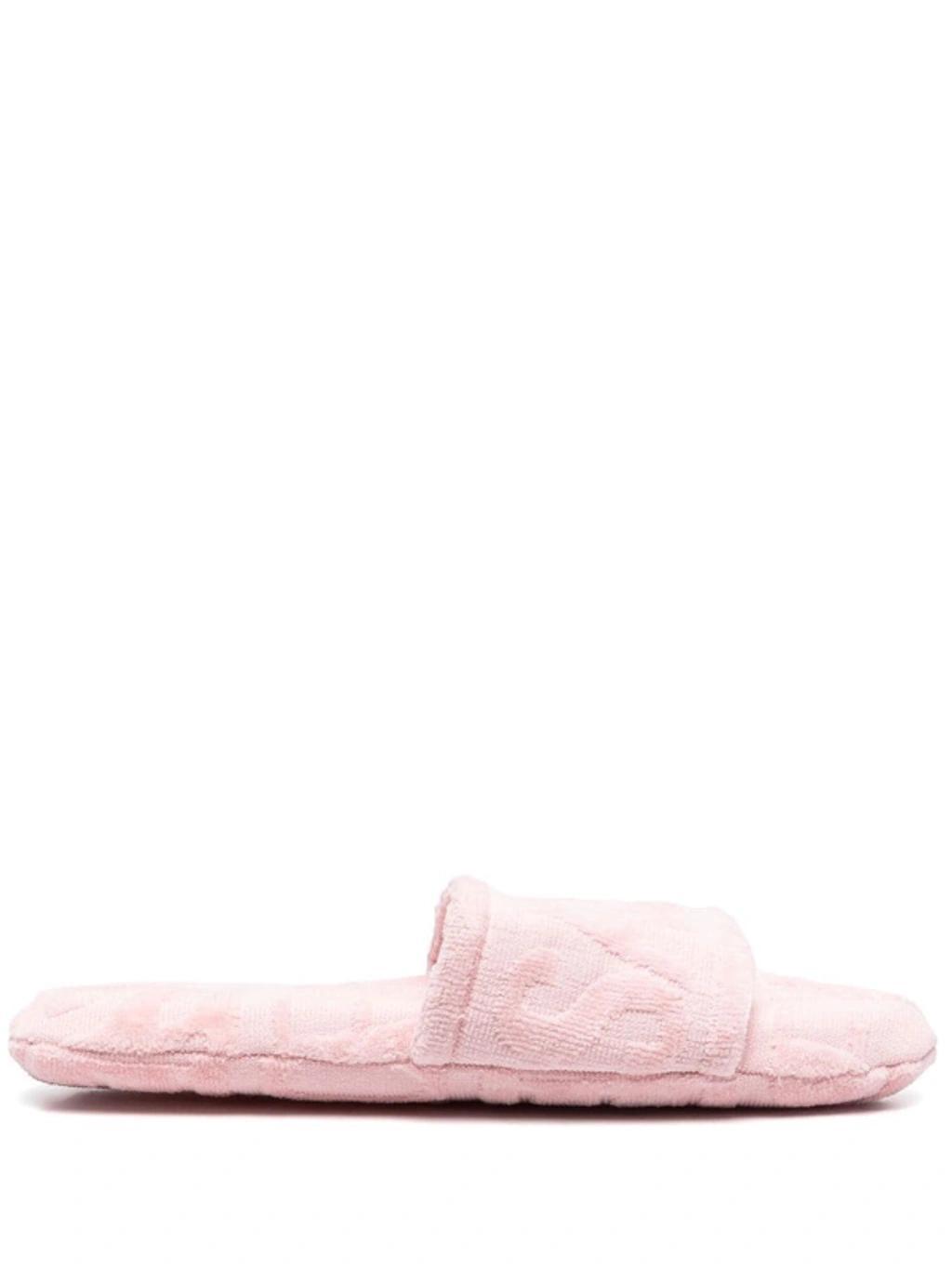 VERSACE Terry Cotton Logo-print Slippers In Pink Product Image