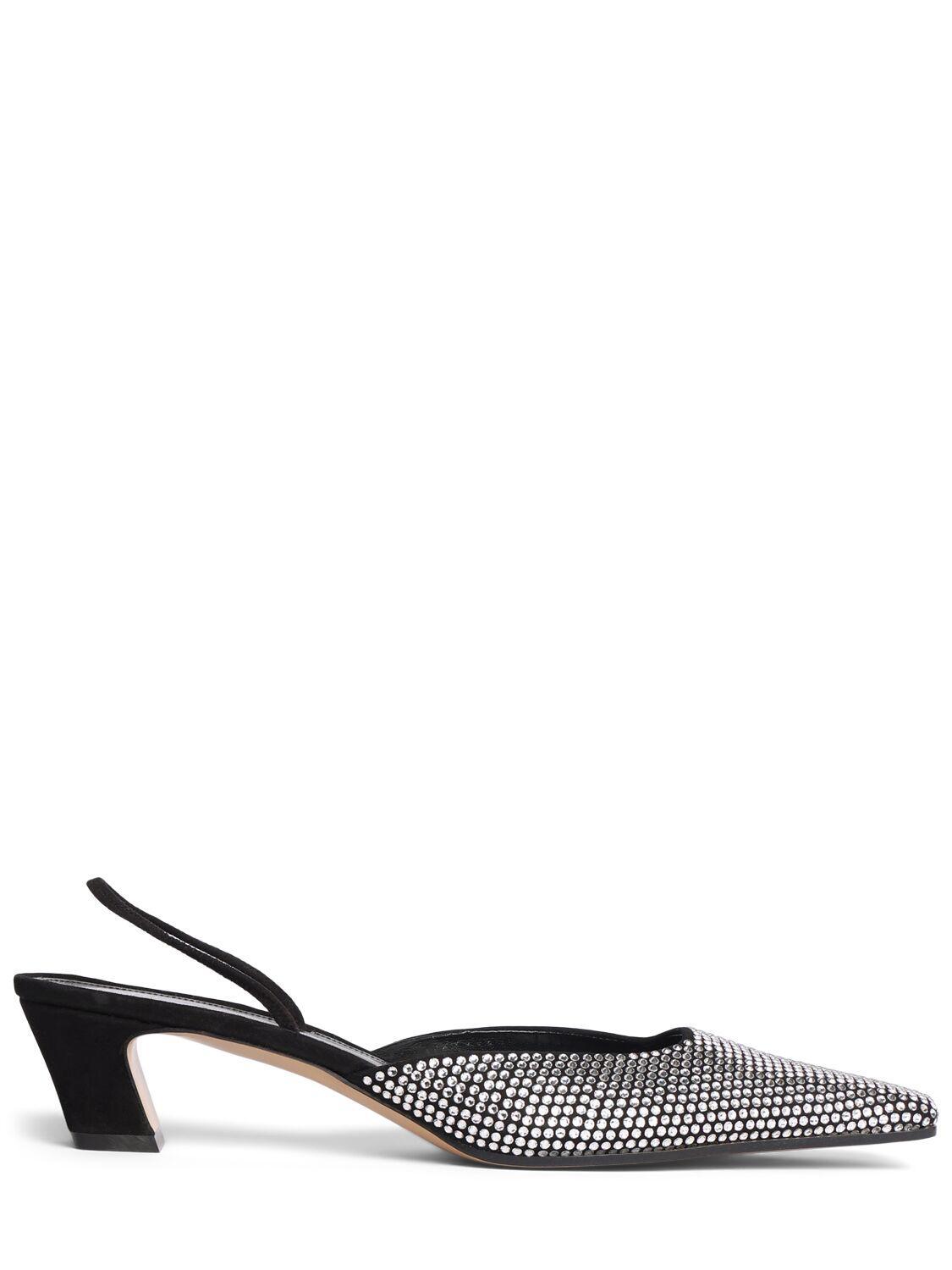 KHAITE Roosevelt Slingback Crystal-embellished Leather Pumps In Black Product Image