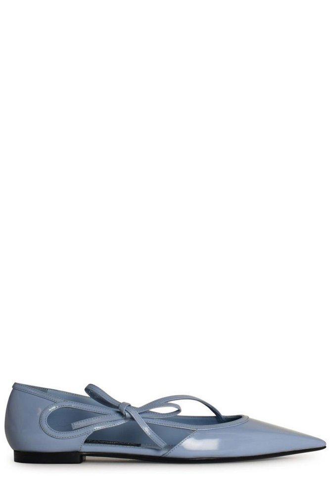 Bow Detailed Ballet Flats In Blue Product Image