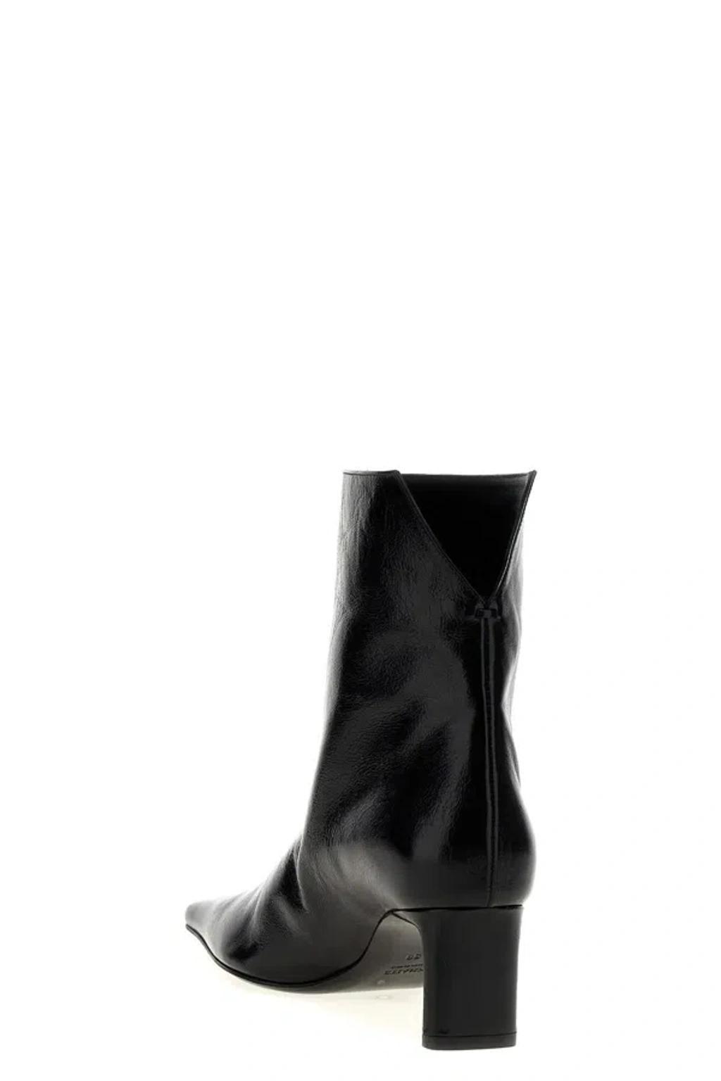 KHAITE Ona Leather Ankle Boots In Black Product Image