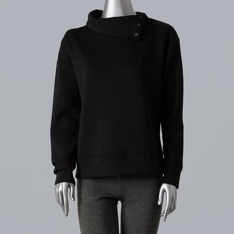 Womens Simply Vera Vera Wang Snap Mock Neck Top Product Image