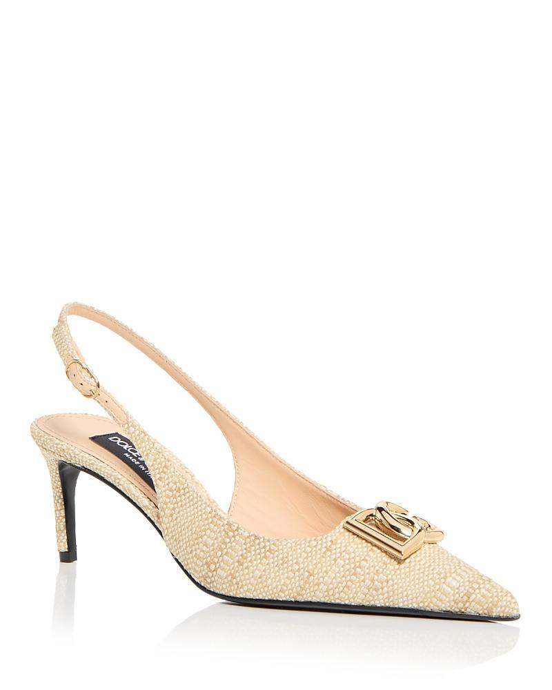 Raffia DG Medallion Slingback Pumps Product Image