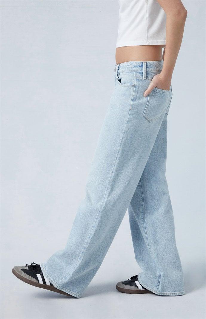 Women's Light Indigo Low Rise Girlfriend Jeans Product Image