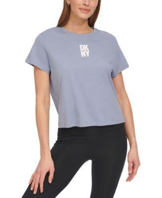 Women's Cotton Crewneck Puff-Logo Cropped T-Shirt Product Image