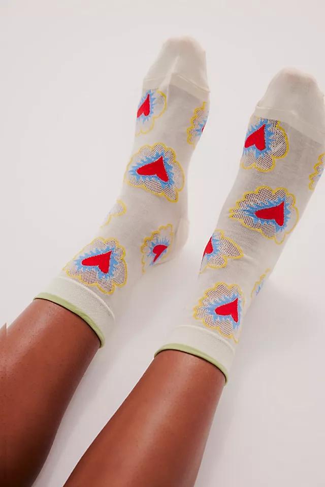 Comic Heart Crew Socks Product Image