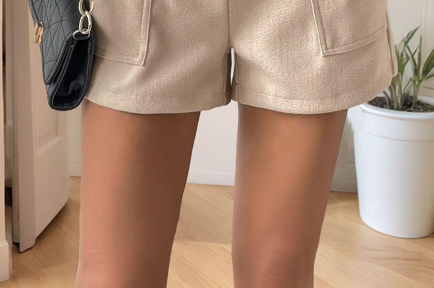 Drawstring High Waist Plain Shorts Product Image