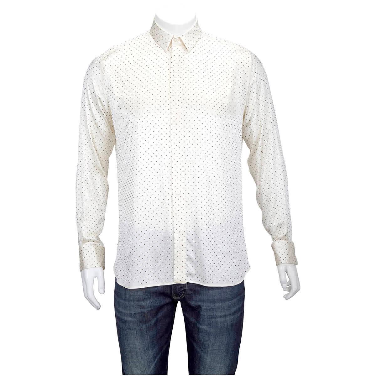 Metallic Pinstriped Shirt In White Product Image