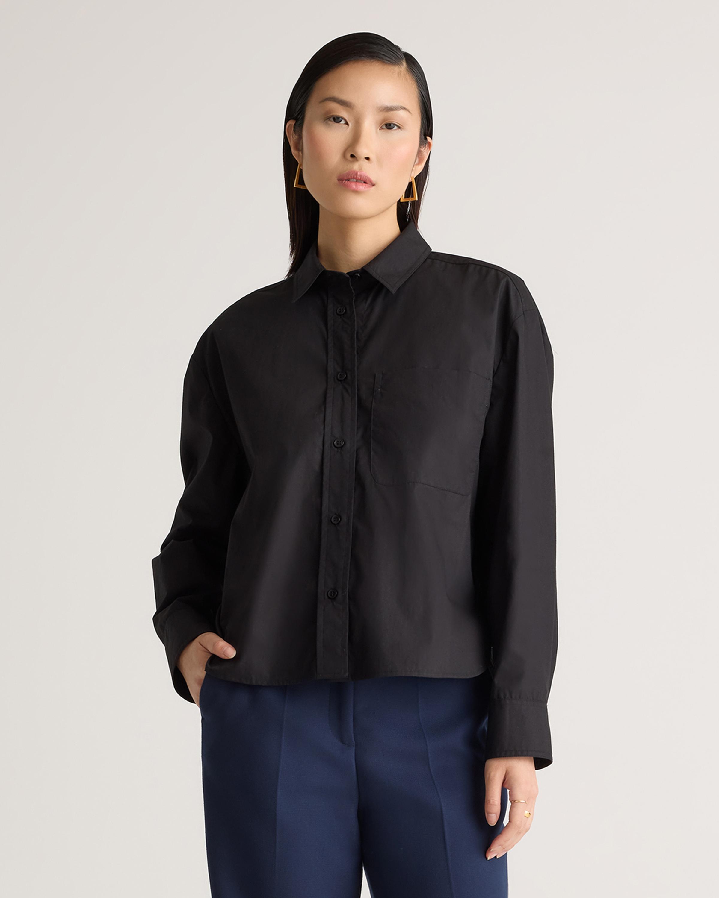 100% Organic Cotton Poplin Cropped Long Sleeve Shirt product image