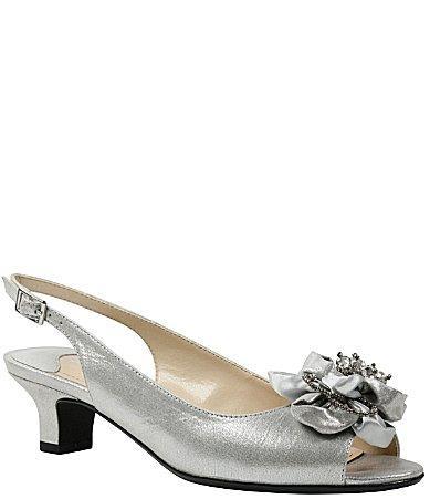 J. Renee Leonelle Embellished Flower Slingback Peep Toe Sandals Product Image