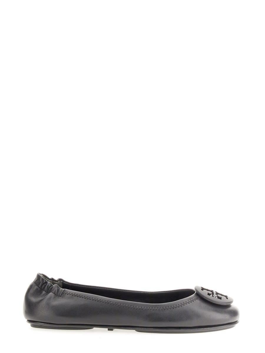 TORY BURCH Minnie Logo Embellished Ballerina Shoes In Black Product Image