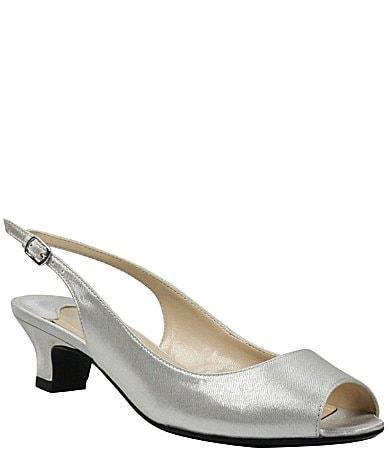 J. Renee Jenvey Metallic Slingback Peep Toe Dress Sandals Product Image