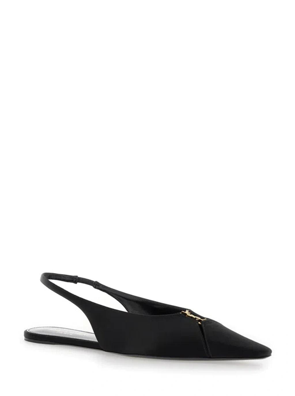 SAINT LAURENT Babylone Slingback Ballerinas In Black Product Image