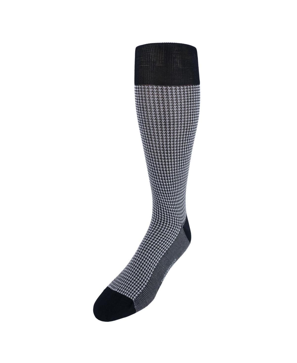 Trafalgar Mens Doyle Houndstooth Design Mercerized Cotton Mid-Calf Socks Product Image