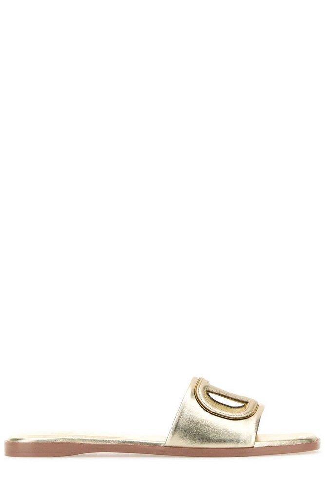 VALENTINO GARAVANI Leather Cut-out Vlogo Slides In White Product Image