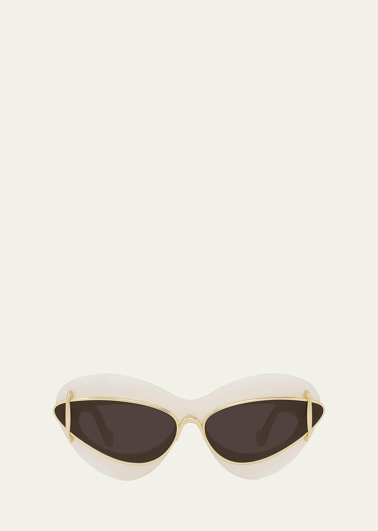 Double Frame Mixed-Media Cat-Eye Sunglasses Product Image