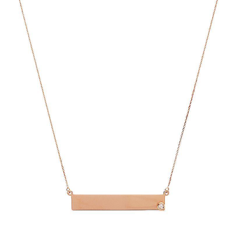 14k Gold Diamond Accent 35 mm Bar Necklace, Womens Pink Product Image