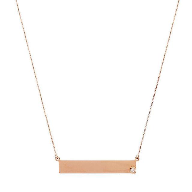 14k Gold Diamond Accent 35 mm Bar Necklace, Womens Pink Product Image