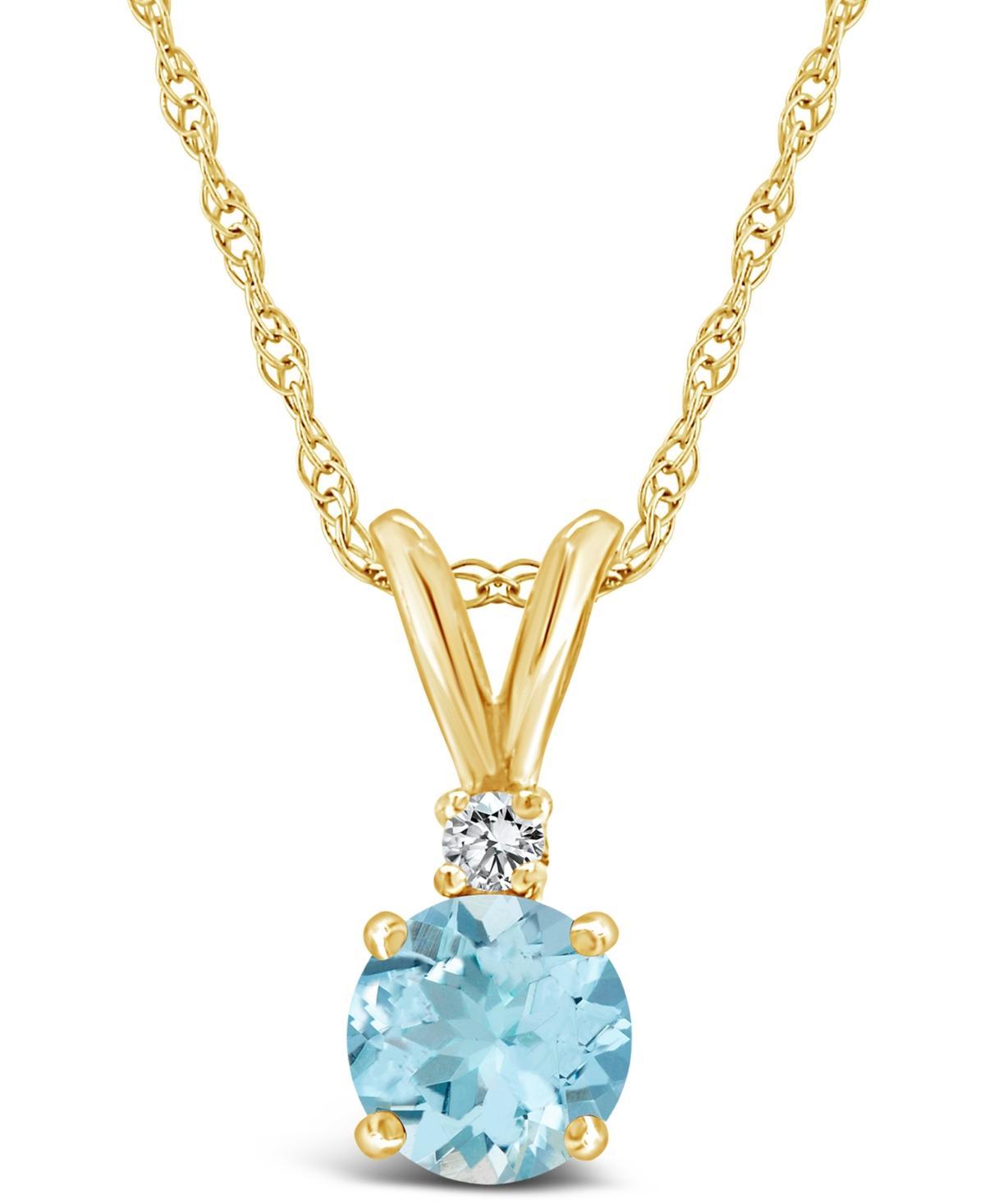 Belk & Co 14K Gold 5Mm Round Aquamarine Diamond Accent Pendant Product Image