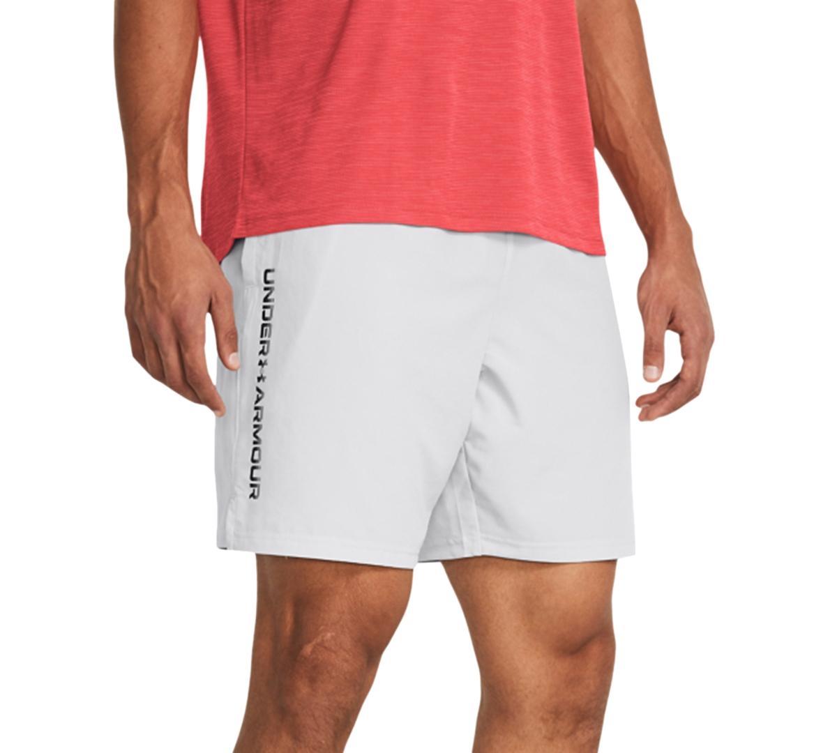 Under Armour Mens Moisture-Wicking Logo-Print 8-1/4 Tech Shorts - Black Product Image