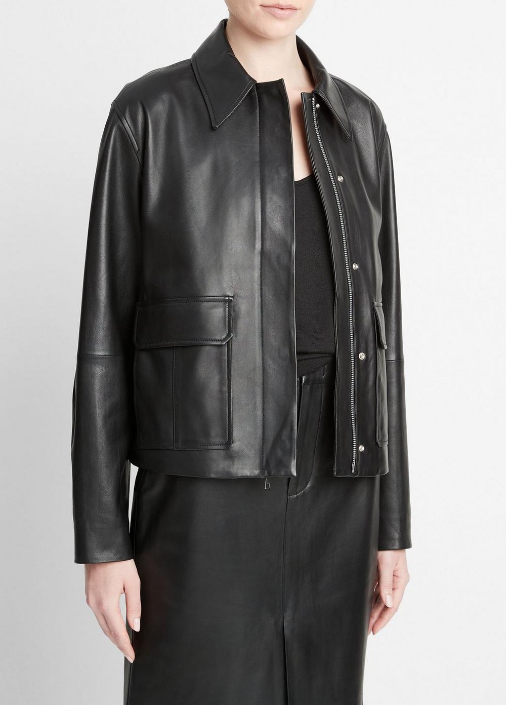 Leather Zip-Front Jacket Product Image