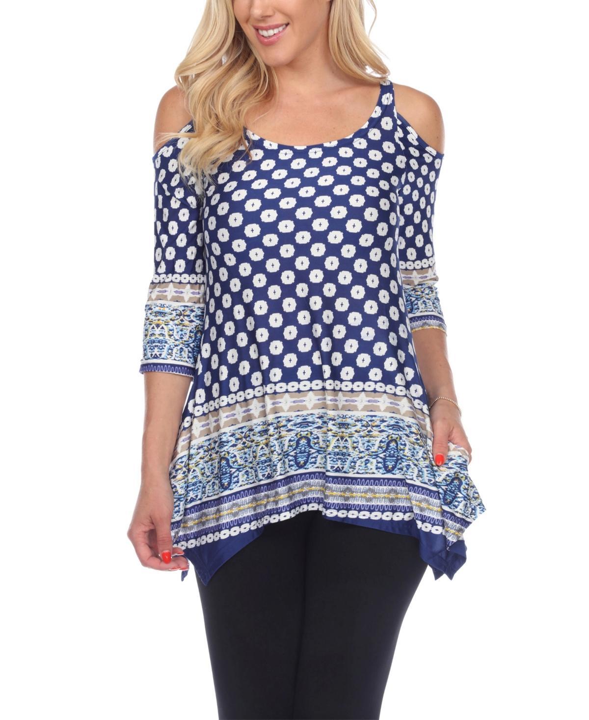 White Mark Womens Printed Cold Shoulder Tunic Top Product Image