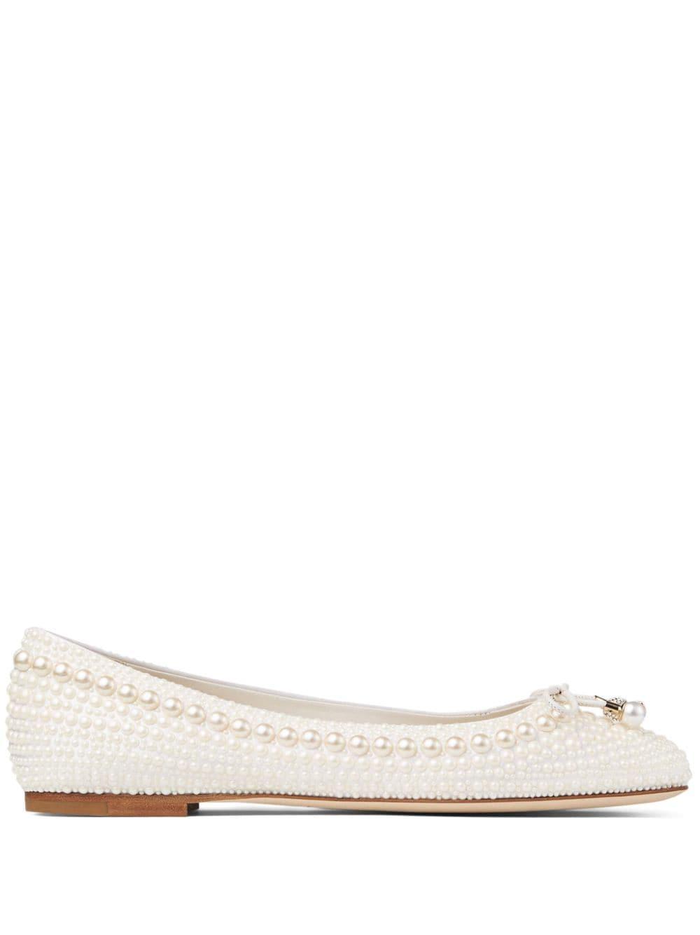 Elme Pearl-embellished Ballerina Shoes In Neutral Product Image