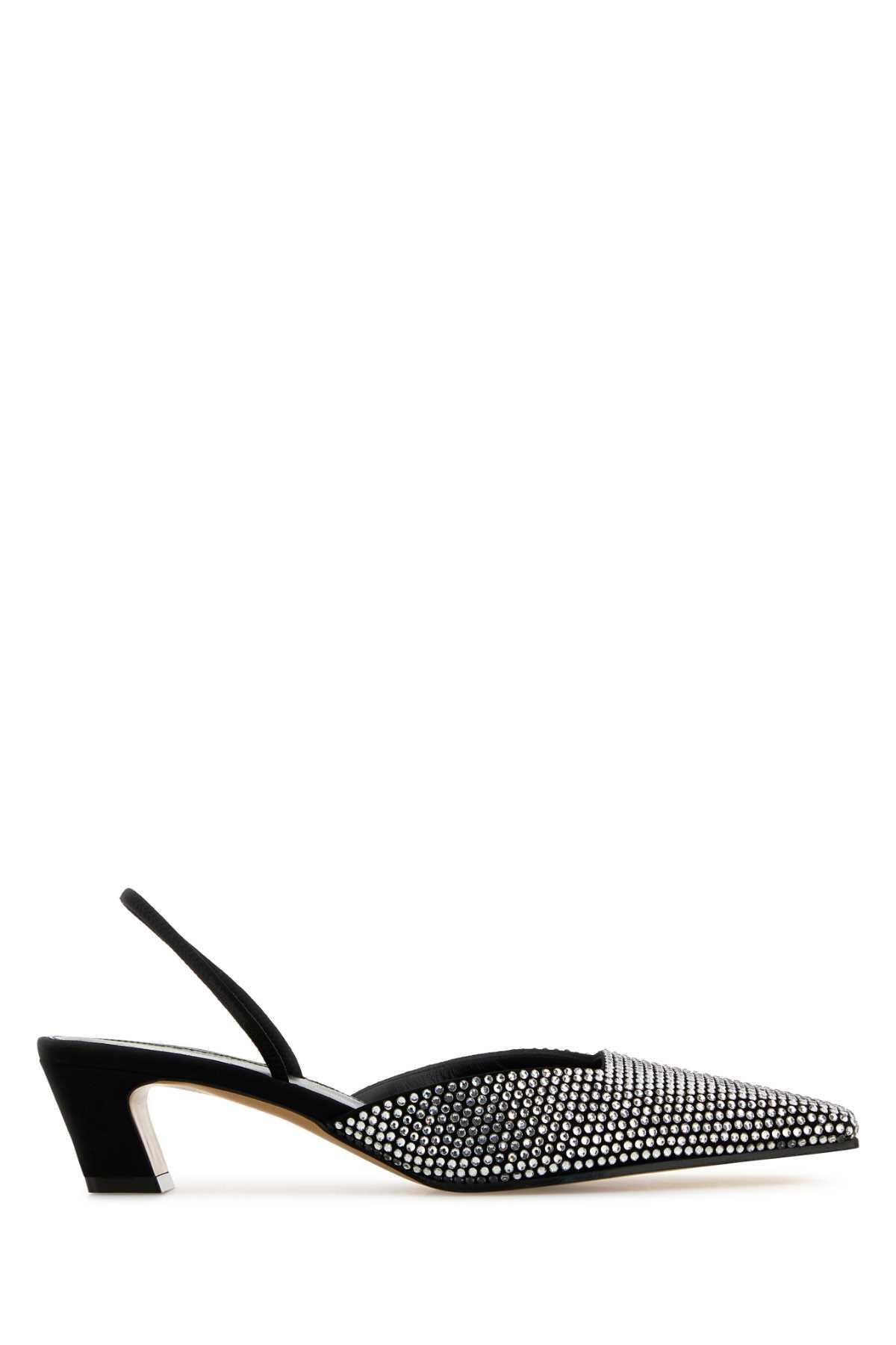 KHAITE Roosevelt Slingback Crystal-embellished Leather Pumps In Black Product Image