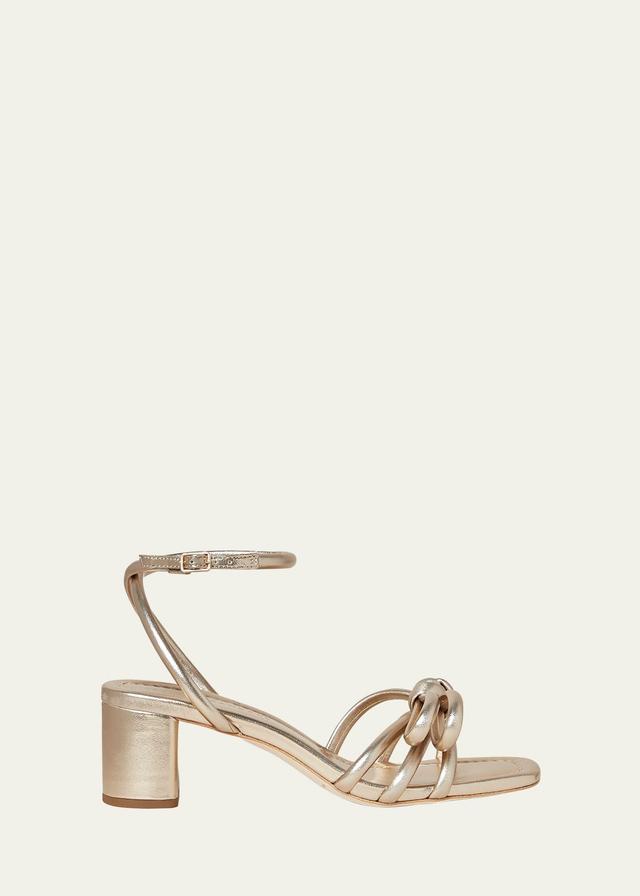 Loeffler Randall Mikel Metallic Bow Ankle-Strap Sandals  - CHMPN - Size: 7.5B / 37.5EU Product Image