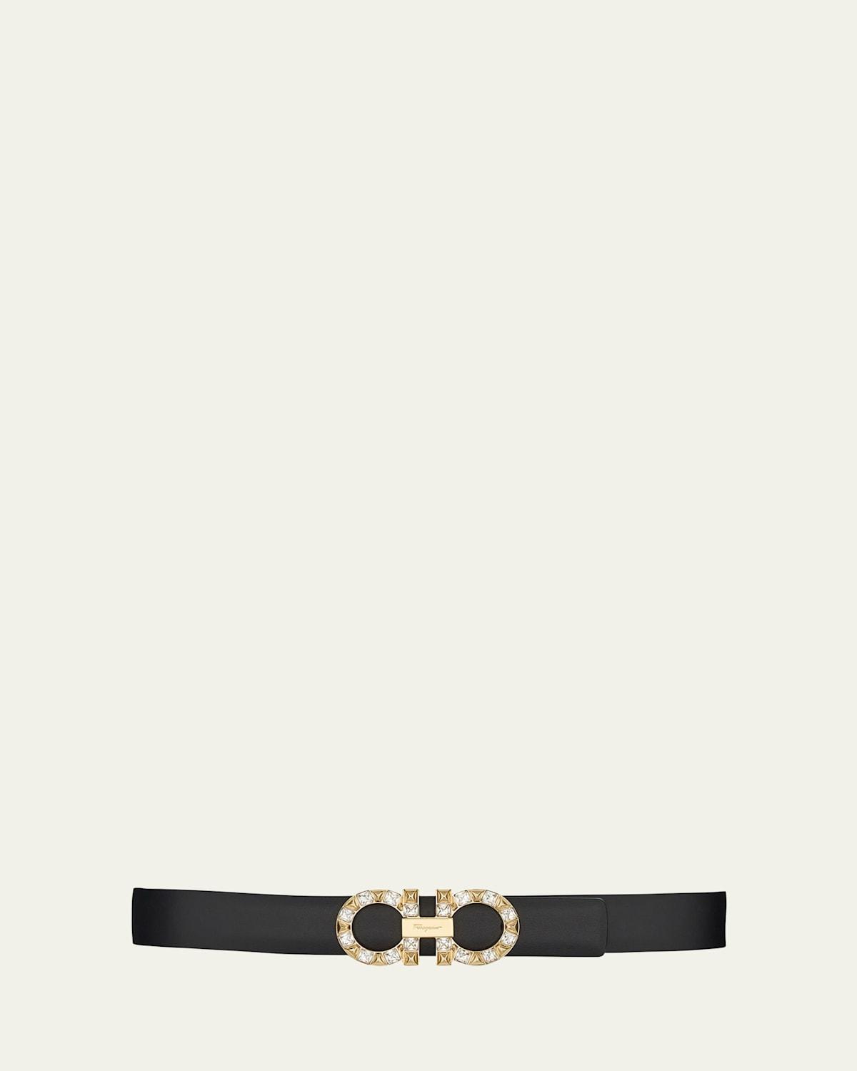 FERRAGAMO Double Gancio Reversible Leather Belt Product Image