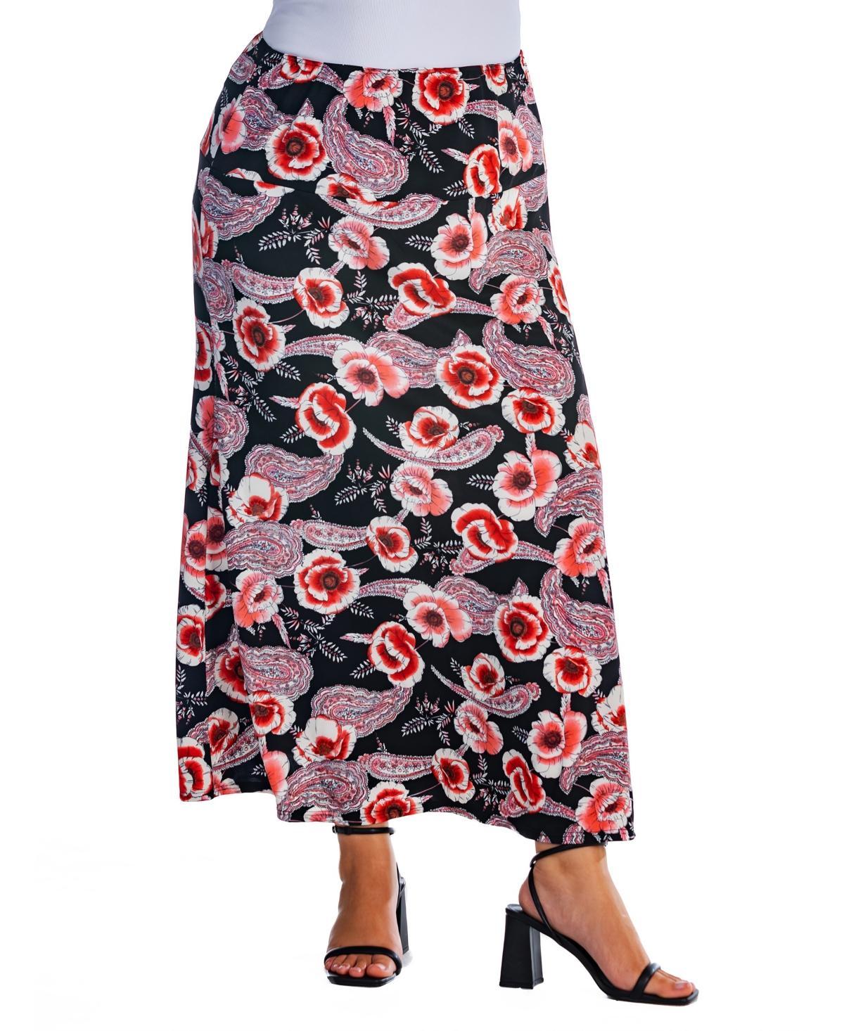 24seven Comfort Apparel Plus Size Floral Maxi Skirt product image