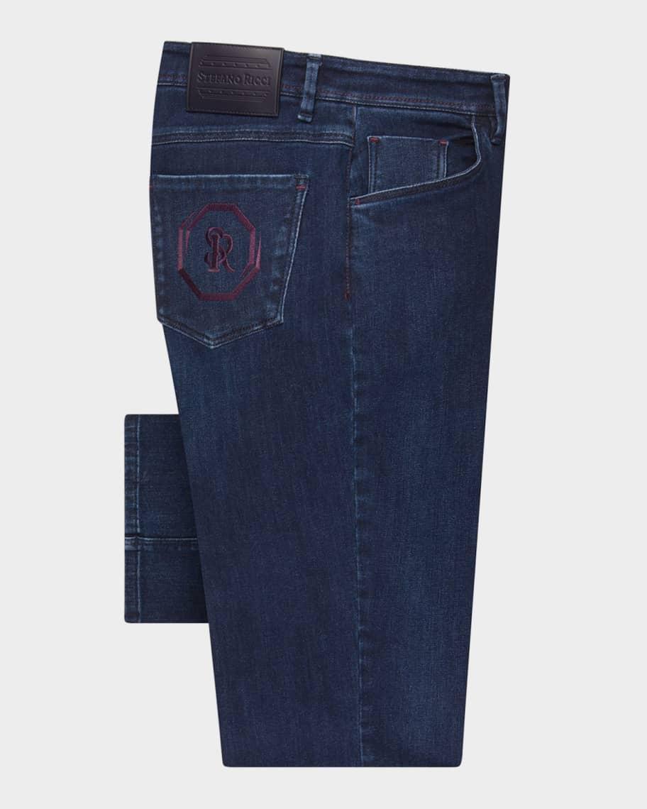 Mens Dark Wash Straight-Fit Jeans product image