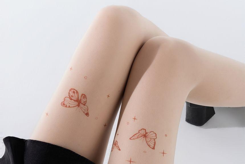 Butterfly Print Sheer Tights Product Image