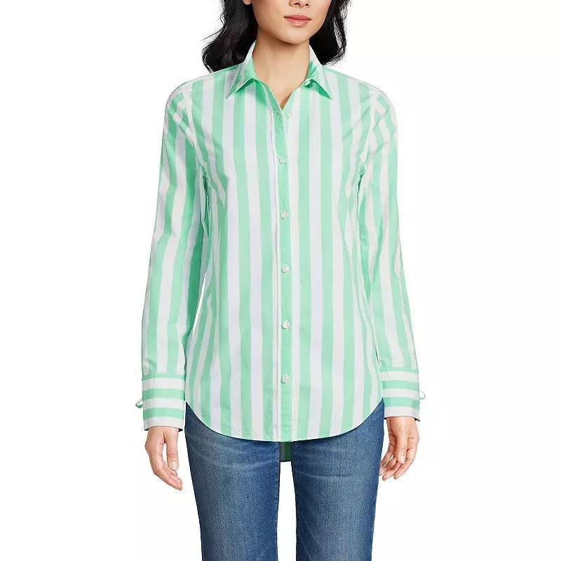 Womens Lands End Poplin Tie Sleeve Shirt Product Image