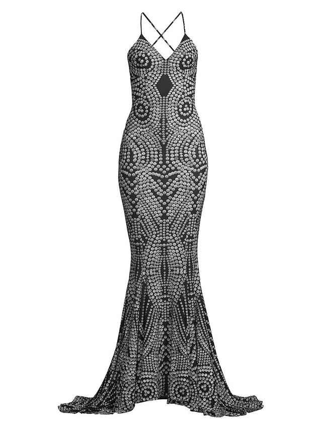 Womens Dotted Stretch Mermaid Fishtail Gown Product Image