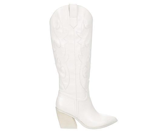 madden girl Arizona Womens Knee-High Western Boots Ivory Product Image