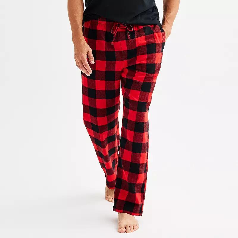 Mens Sonoma Goods For Life Flannel Drawstring Pajama Pants Iron Ore Plaid Product Image