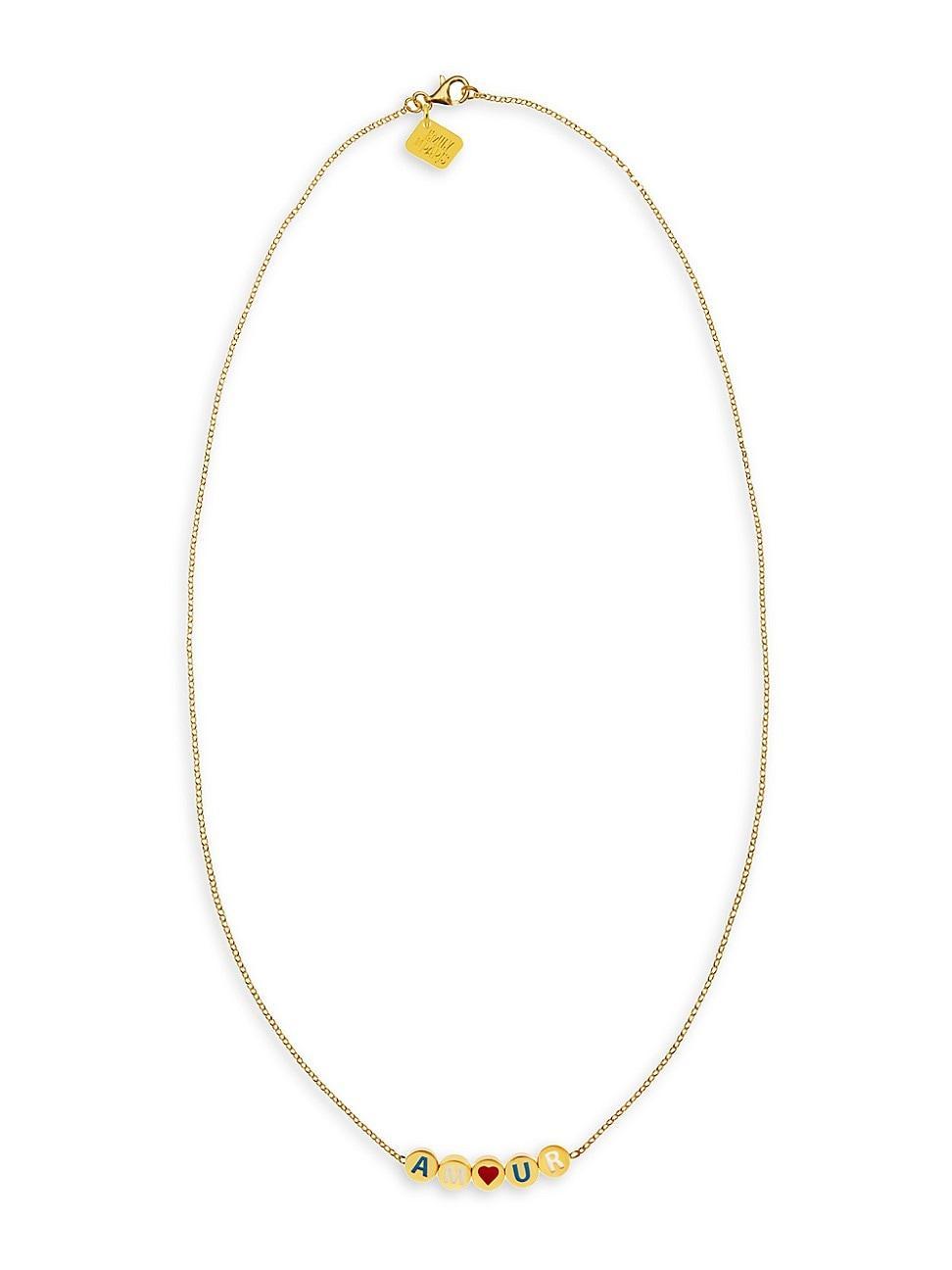 Womens Emily In Paris 18K Gold-Plated & Enamel Amour Necklace Product Image