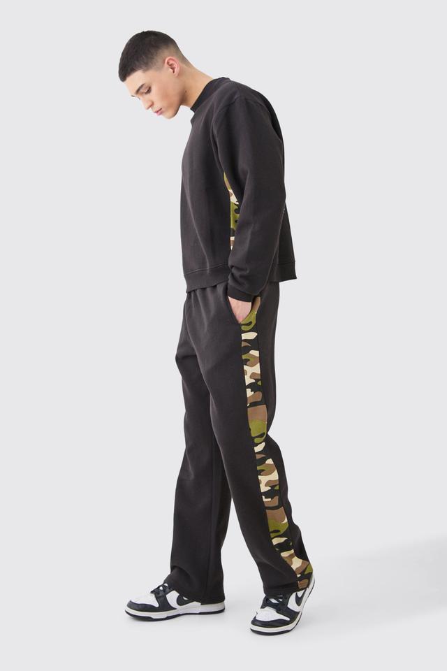 Oversized Boxy Extended Neck Camo Gusset Tracksuit | boohooMAN USA Product Image