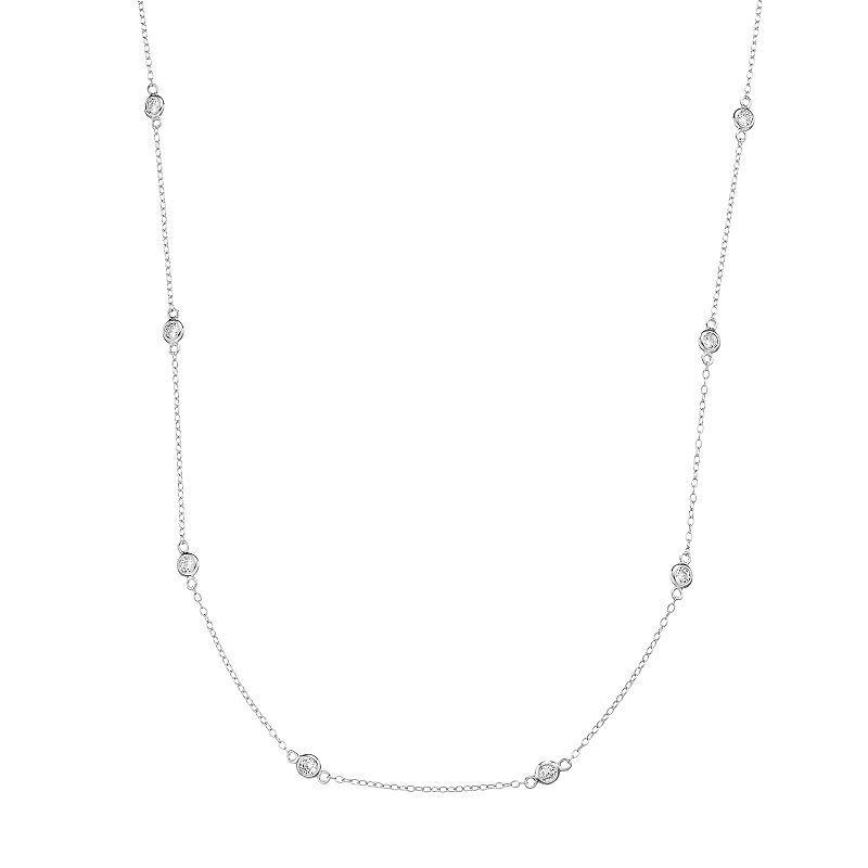 Sterling Silver Cubic Zirconia Station Necklace, Womens Product Image