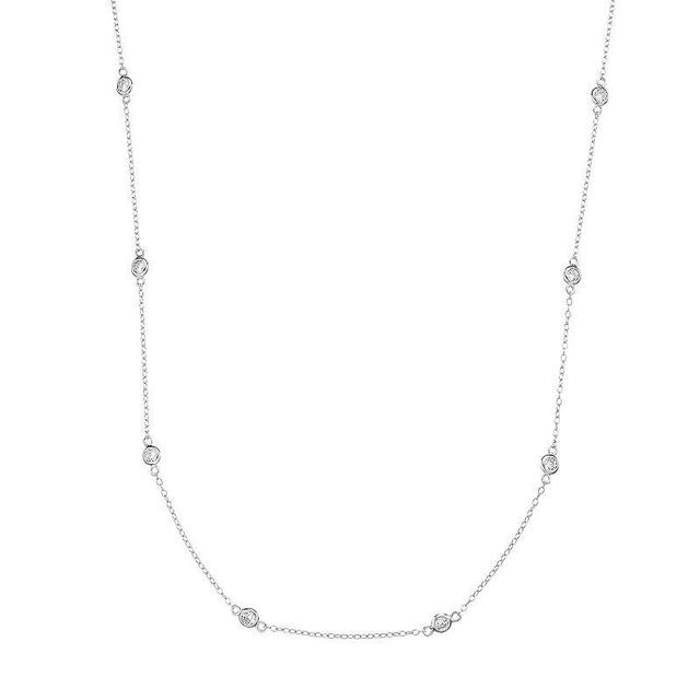 Sterling Silver Cubic Zirconia Station Necklace, Womens Product Image