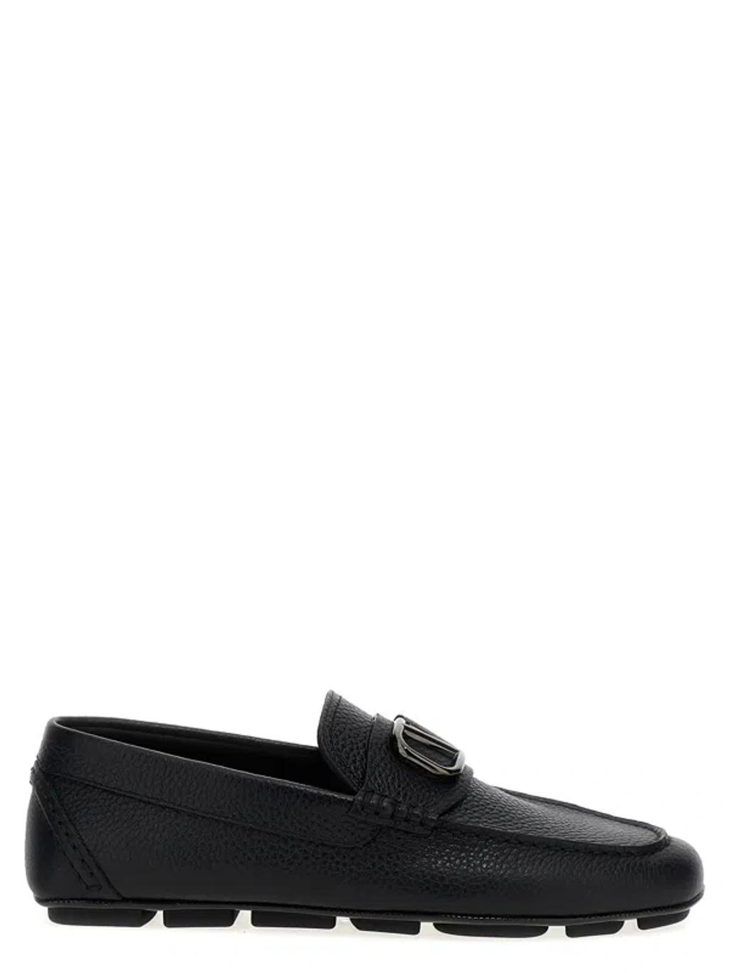 'v Logo Signature' Loafers In Black Product Image