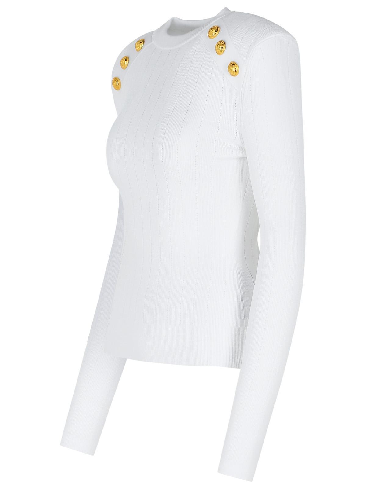 BALMAIN White Viscose Blend Sweater Product Image