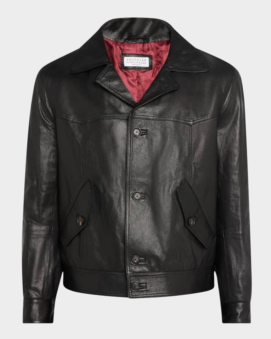 Mens Soft Goat Leather Button-Front Jacket product image