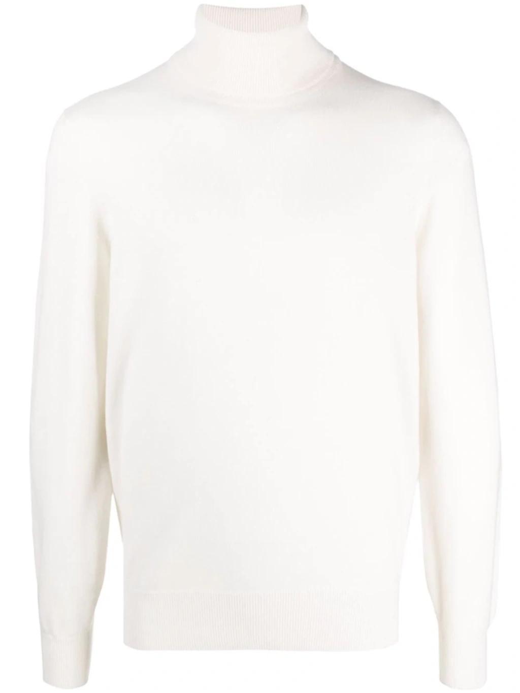 Roll Neck Cashmere Jumper In Ecru Product Image